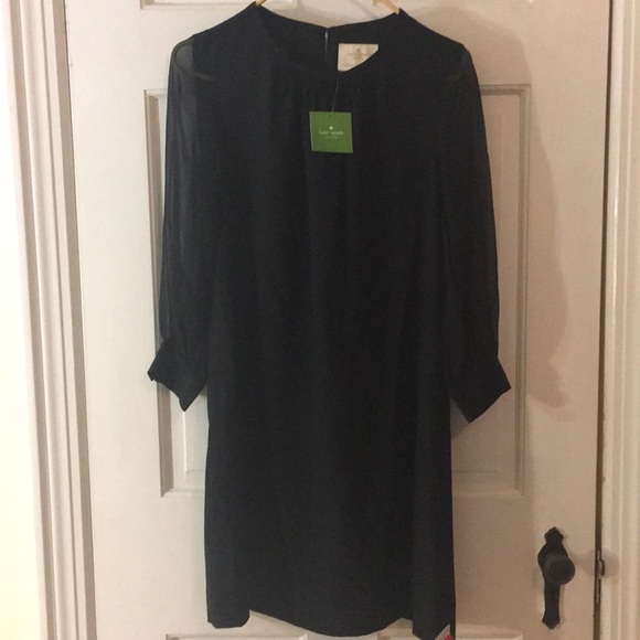 Kate Spade Black Long Sleeve Silk Shift 